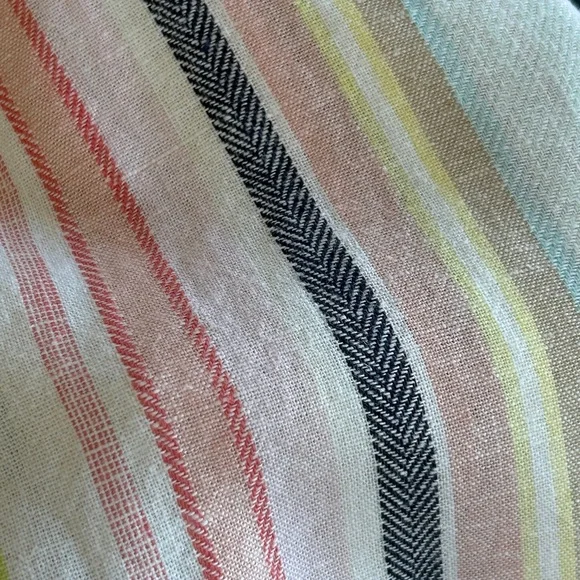 Zac & Rachel Women's Short Sleeve Pink Stripe Linen Rayon Blend V Neck Top S - Picture 12 of 12